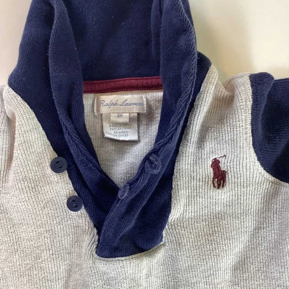 Ralph Lauren Baby Boy All In One Baby Grow One Piece Gray 6 Months Sleeper